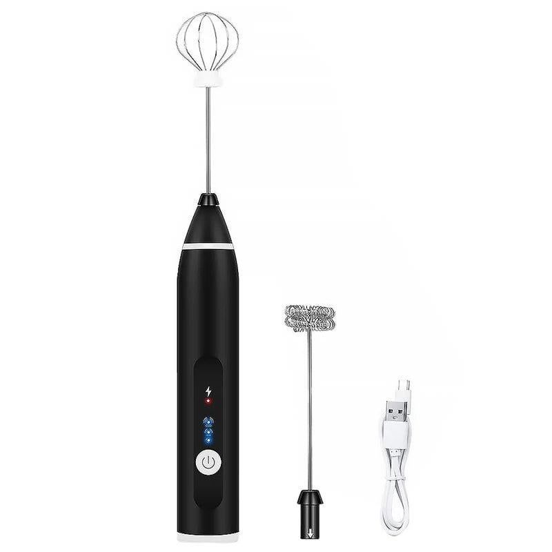 Rechargeable Electric Milk Frother 3-Mode Drink Mixer Egg Beater Blender Set 1Pc V1263-JX-7373
