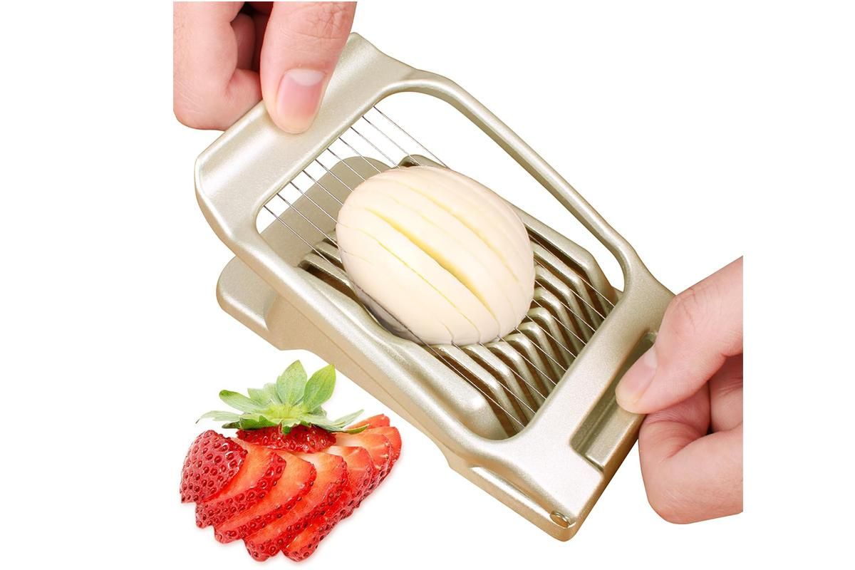 Aluminum Alloy Egg Slicer for Hard Boiled Eggs Strawberry Slicer for Salad-Black V1263-JX-7379