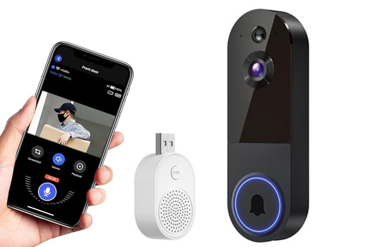 Smart Video Doorbell Camera Wireless Outdoor Doorbell Camera-Black V1263-JX-7397