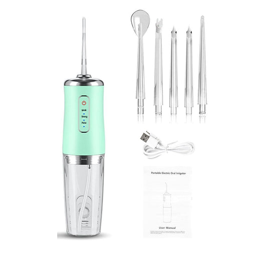 2pcs Water Dental Flosser Electric Water Cordless Cordless Teeth Cleaner for Home Travel -Green and Pink V1263-JX-7428-1