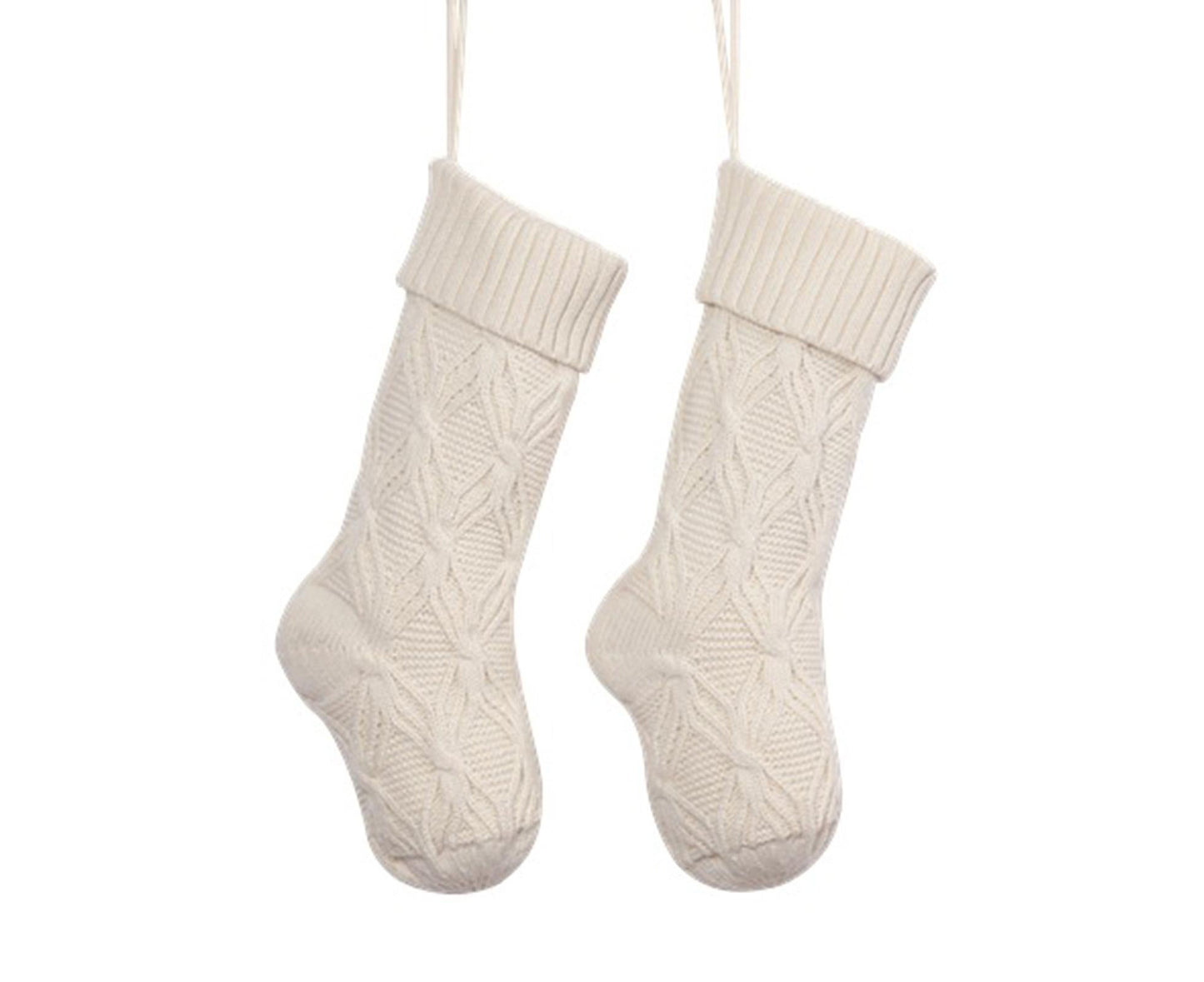 1Pc Xmas Stockings Knitted Hanging Socks-Ivory V1263-JX-743