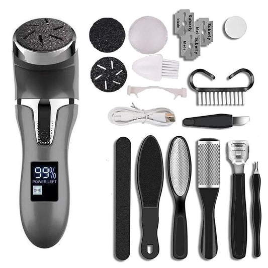 Electric Callus Remover for Feet Water-resistant 2 Speeds Pedicure Kit -Black and 12pcs kit V1263-JX-7472-1