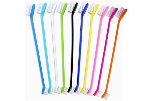 10 Pcs Pet Toothbrush Dual-End Long Handle for Dogs Cats V1263-JX-7498