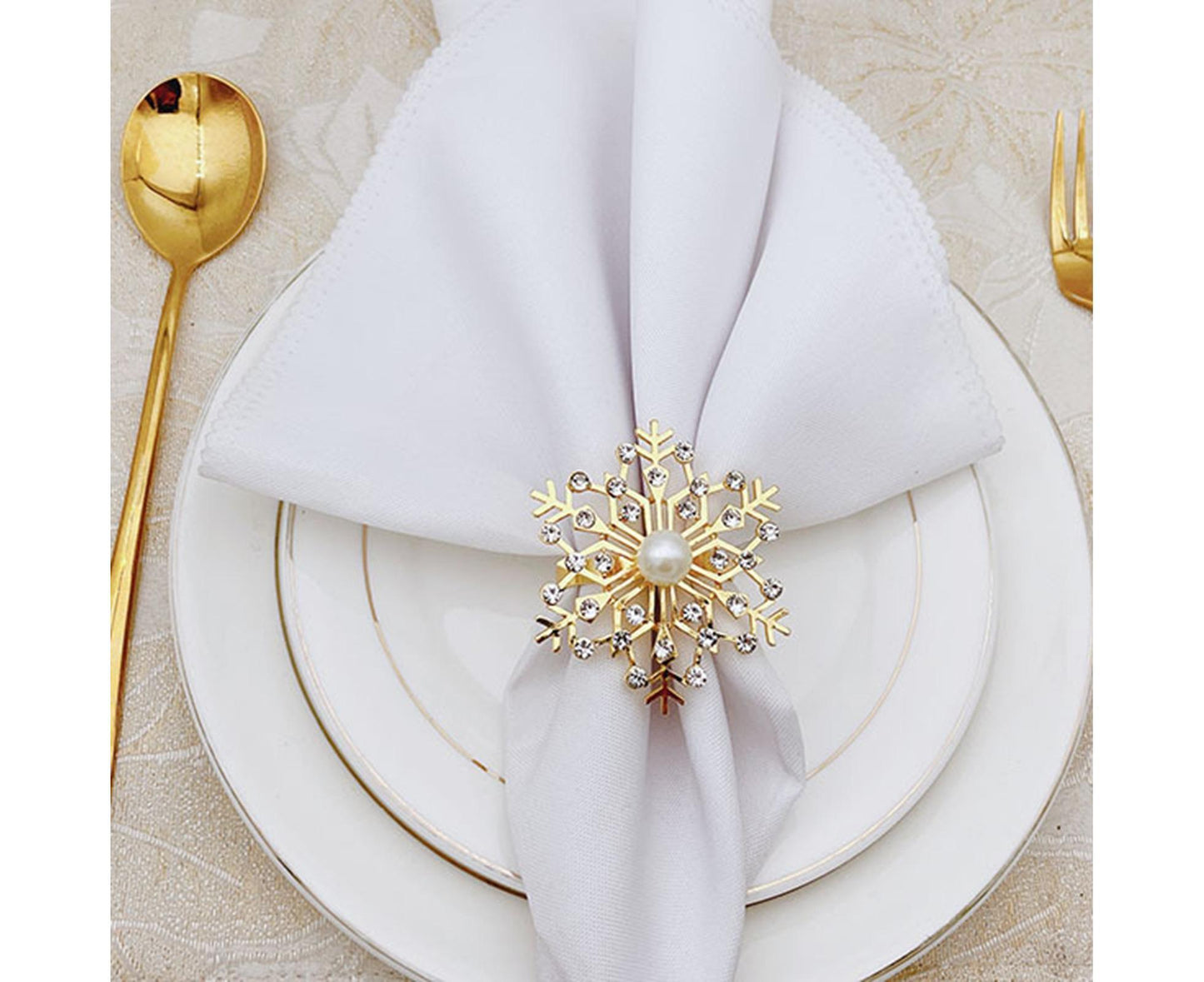 6Pcs Snowflake Napkin Ring Creative Clip-Golden V1263-JX-761
