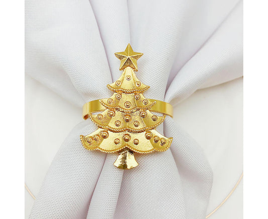 6Pcs Christmas Tree Wedding Home Xmas Party Table Decor Towel Buckle Napkin Ring-Silver V1263-JX-888
