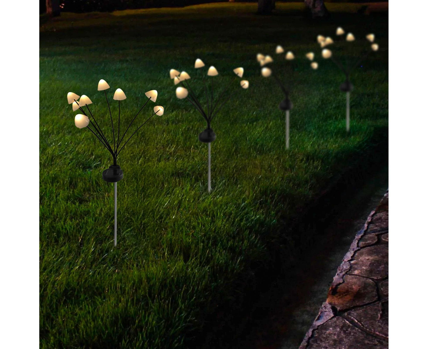 2Pcs Solar Mushroom Light - 8pcs Warm White V1263-JX-927