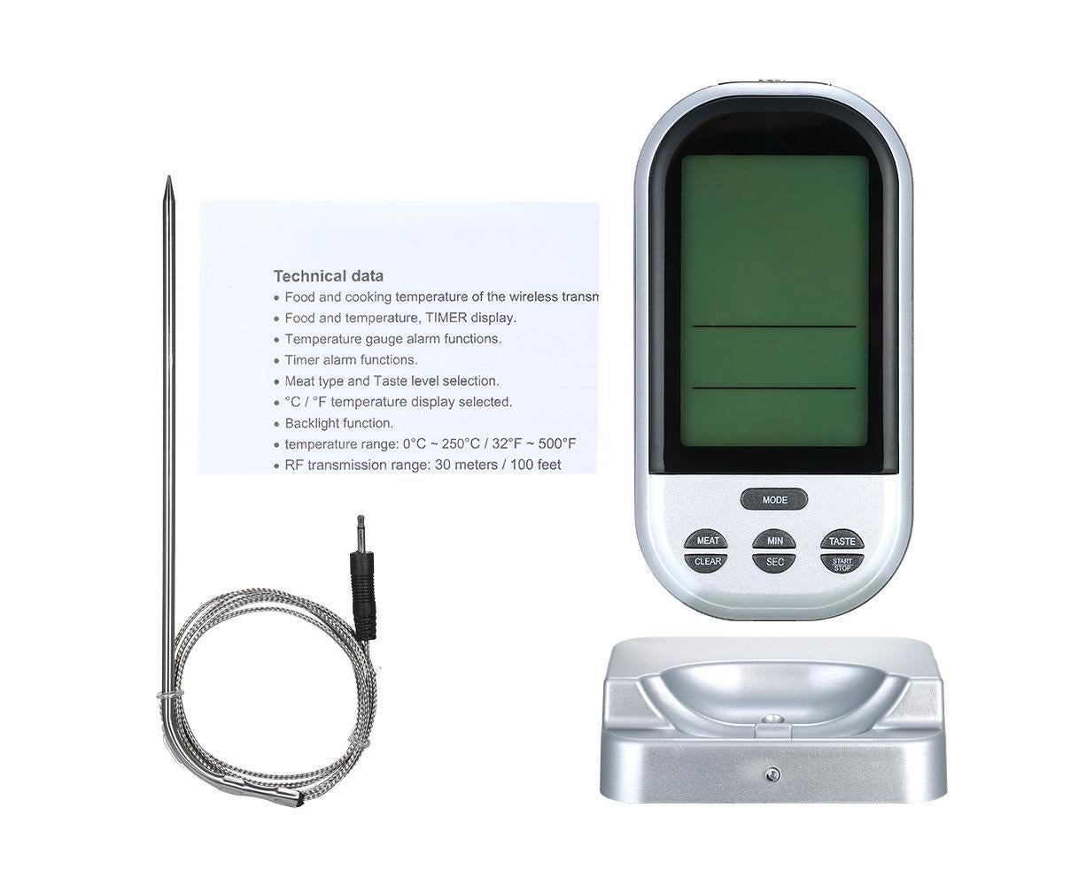 Wireless Meat Thermometer with Probe LCD Display Grey V1263-JX-972