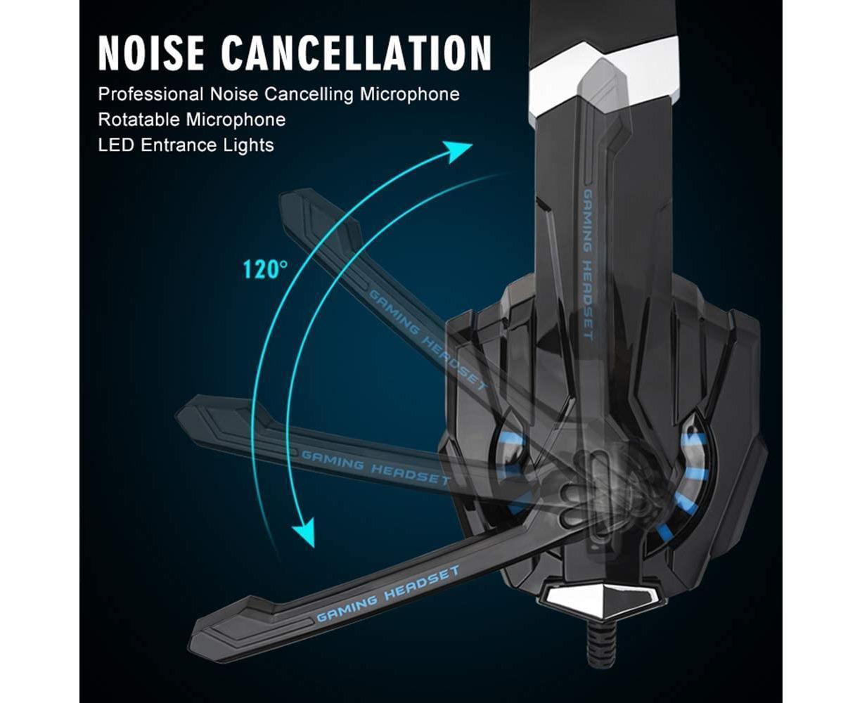 Gaming Headset - Noise Cancelling - Over Ear Headphones with Mic and LED Light V1263-JX-995