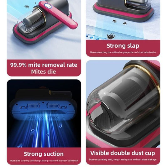 Home Handheld Dust Mite Vacuum Cleaner, High-Frequency Dual-Beating + UV Sterilization, Cordless Portable V1265-AU-032-HONG