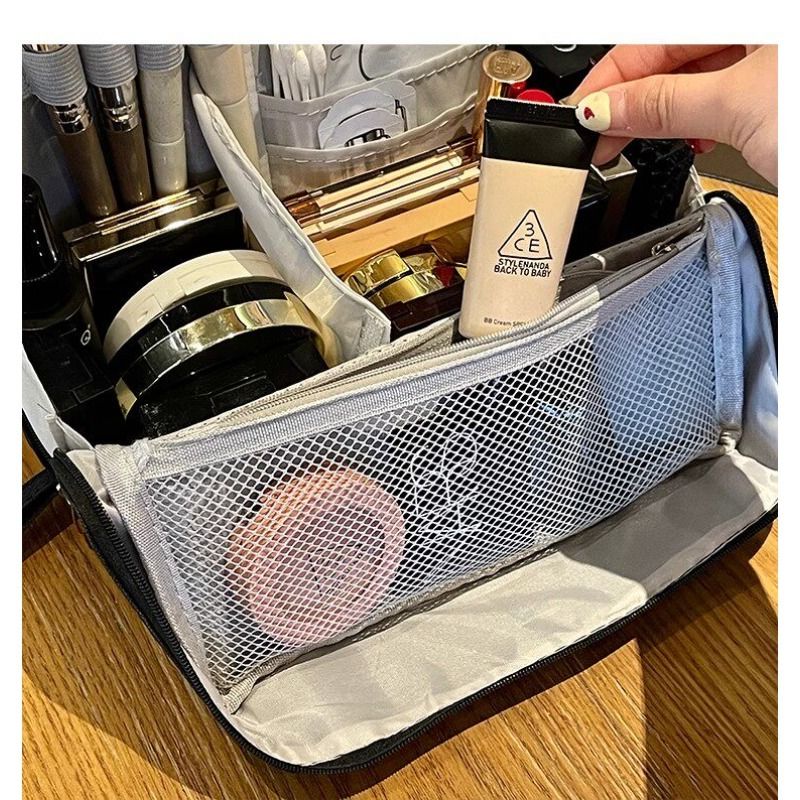 Portable Multi-Functional Toiletry Bag, Stand-Up Large-Capacity Storage Bag for Makeup Brushes, Cosmetics, V1265-AU-034-HUANG