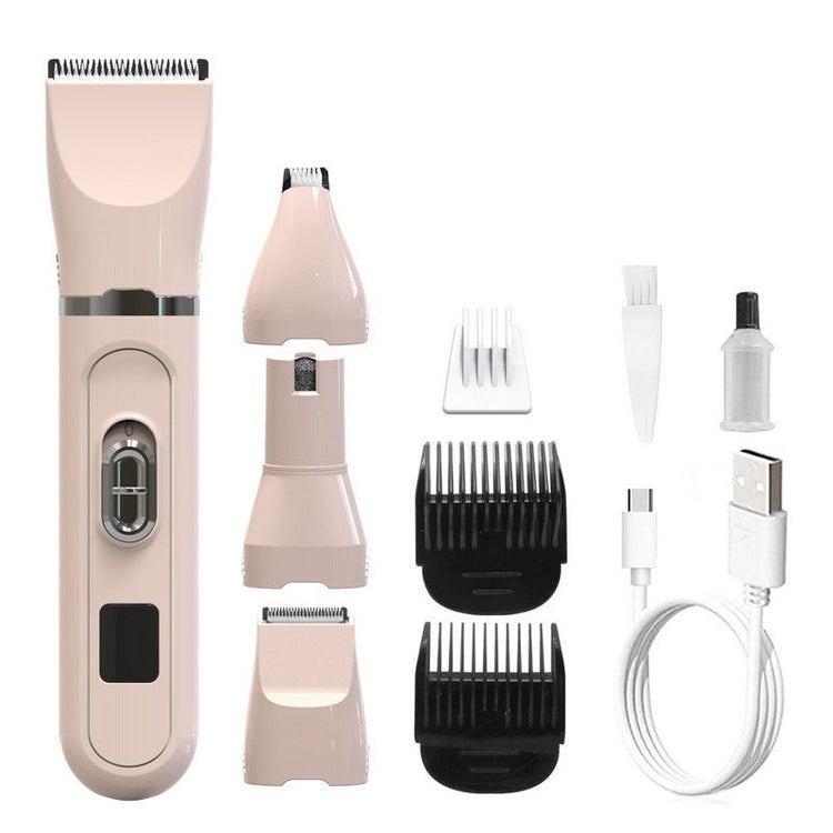 4-in-1 Pet Electric Clipper, Cat and Dog Hair Trimmer and Nail Grinder, Pet Grooming Supplies - Pink V1265-AU-070-FEN