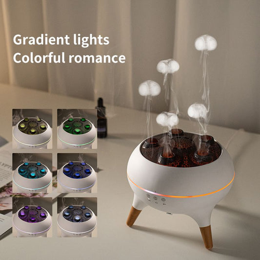 Jellyfish Smoke Ring Aroma Diffuser Humidifier, 7 Color Crack Night Light, Remote Control Timer Essential Oil V1265-AU-168-BAI