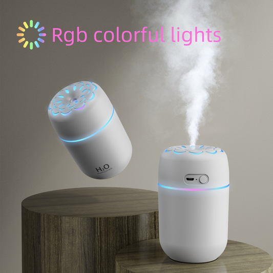 Flower Nozzle Mini USB Humidifier, 250ml Portable Cool Mist Humidifier with RGB Night Light, for Car, V1265-AU-173-HUI