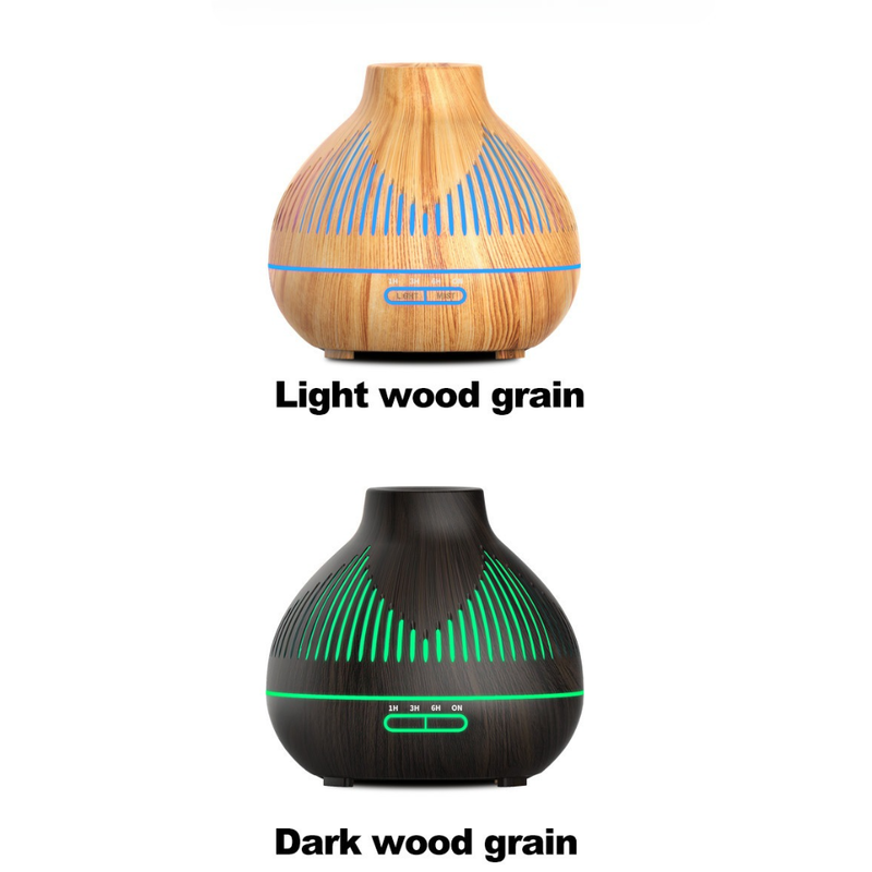 (2-Pack) 500mL Wood-Grain Ultrasonic Diffuser and Humidifier, 7-Color LED Night Light with Timer, for Home, V1265-AU-179-SHENMU-2