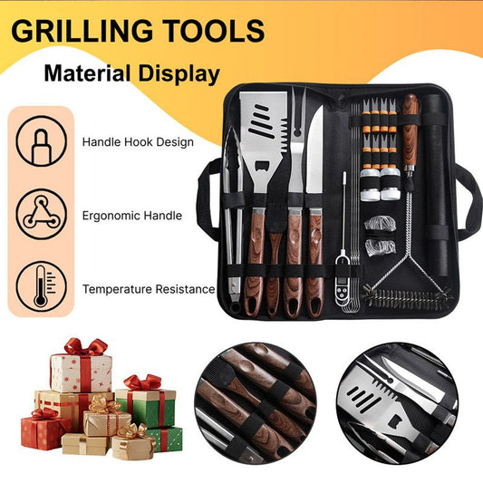 Complete Multi-Functional BBQ Tool Set, 31-Piece Deluxe BBQ Tool Set, Food-Grade Stainless Steel BBQ Tools V1265-AU006-MUWEN
