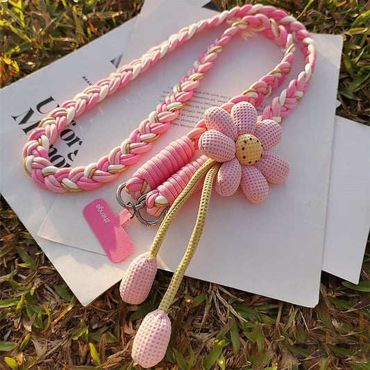 1PC Crossbody Phone Strap, Adjustable Anti-Theft Phone Lanyard, Unisex, Essential for Travel,Pink and white V1265-DZSB-01