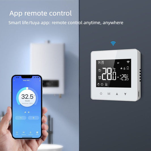 WiFi Wireless Smart Thermostat - For Water/Gas Boilers, LCD Screen, Programmable, Low Power Consumption V1265-JD-06