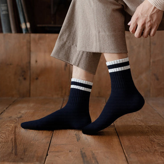 Mid-Calf Socks - 5-Pair Pack - Women's Socks - Men's Socks - Striped Socks - Solid Color Socks - Sports Socks V1265-W07-5