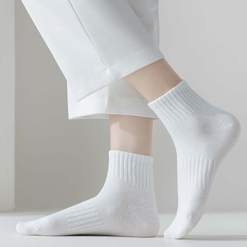 Mid-Calf Socks - 5-Pair Pack - Women's Socks - Men's Socks - Striped Socks - Solid Color Socks - Sports Socks V1265-W07-5