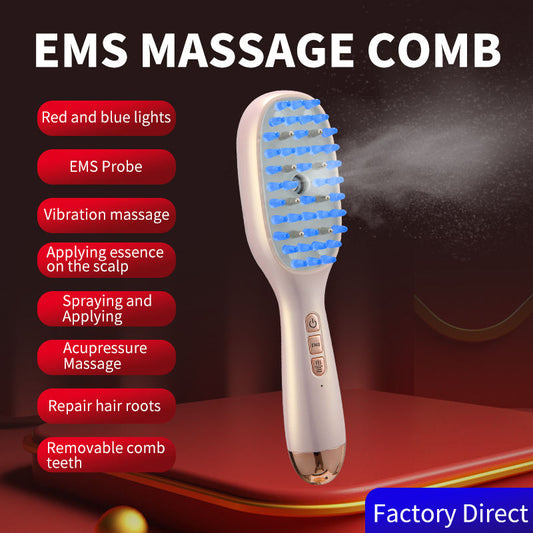 Advanced Scalp Essence Applicator Comb with EMS & LED Light Therapy - Electric Nano Spray Hair Regrowth Brush V1268-MZ00065