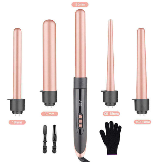 6-in-1 Magic Hair Curler Set | Professional Interchangeable Ceramic Curling Wand with Heat Resistant Glove | V1268-MZ00094