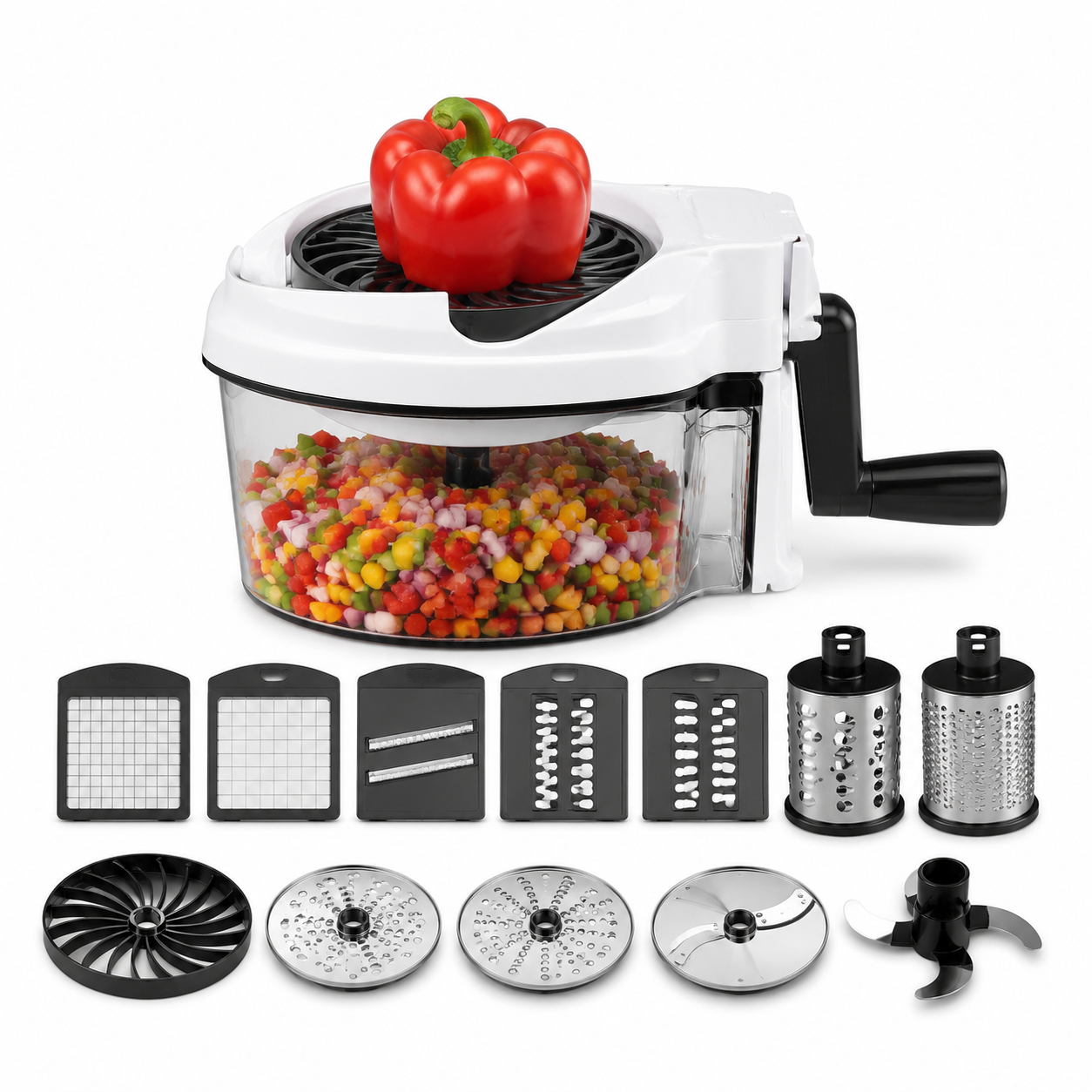 9-in-1 Vegetable Chopper & Food Dicer, Onion Chopper with Container, Stainless Steel Blades V1288-KIT-CHO-9IN1-001
