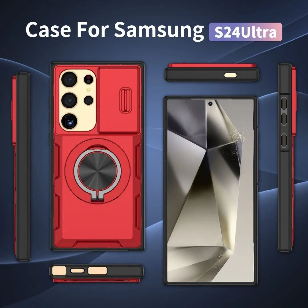 2-in-1 Magnetic Sliding Lens Case, Red for Samsung S24Ultra V1293-MCHHS-24U