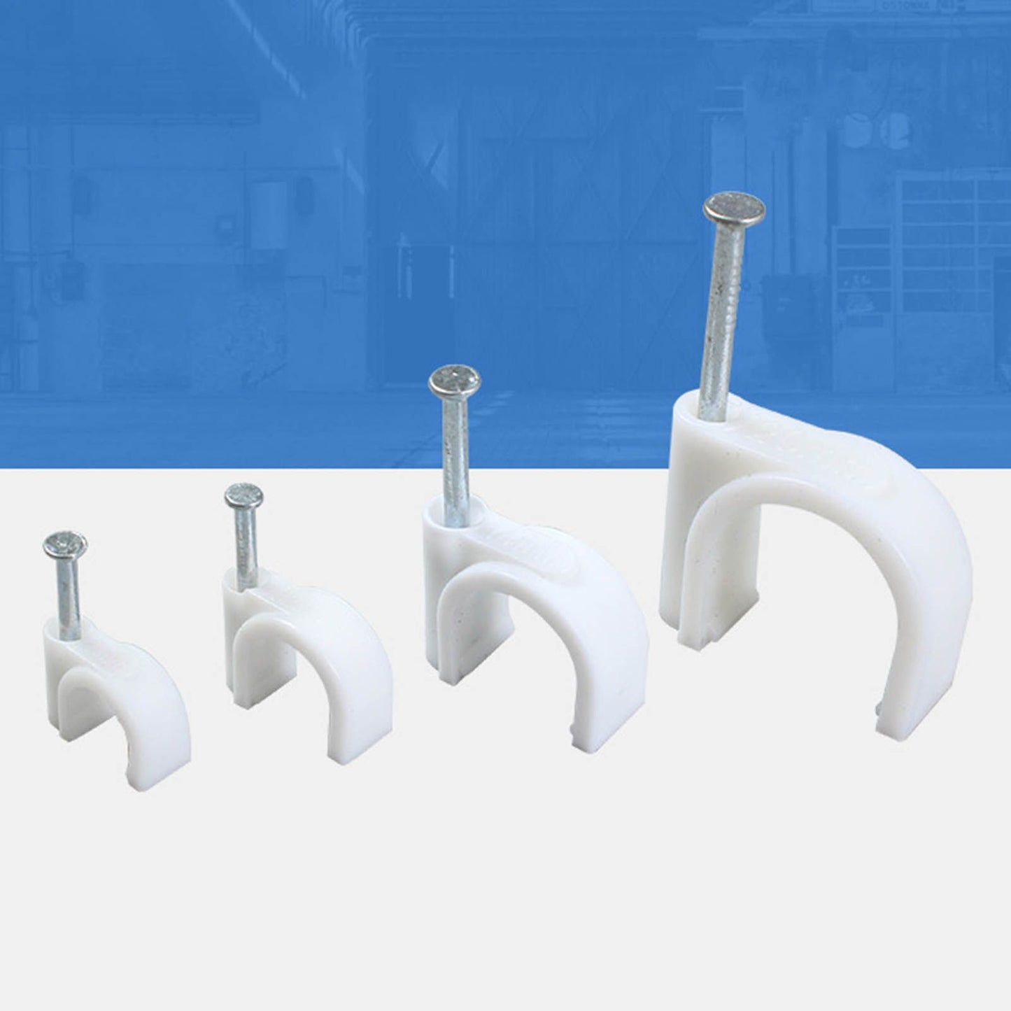 100 PCS 5mm Steel Nail Line Clip Round Cable Fixing Clips for Wall Mounted Cord Management V1294-YM0512-3111220272011
