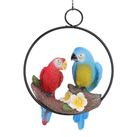 Garden Iron Ring Parrot Pendant Resin Bird Model Crafts Courtyard Balcony Decorations Small Red Blue Macaw V1294-YM0512-3111220286711