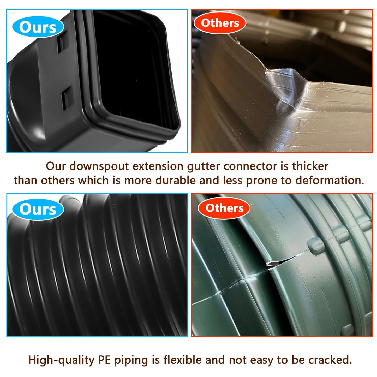 Rain Gutter Downspout Extensions Flexible Universal Drain Downspout Extender Drainage Connector Extendable V1294-YM0512-3111220289511