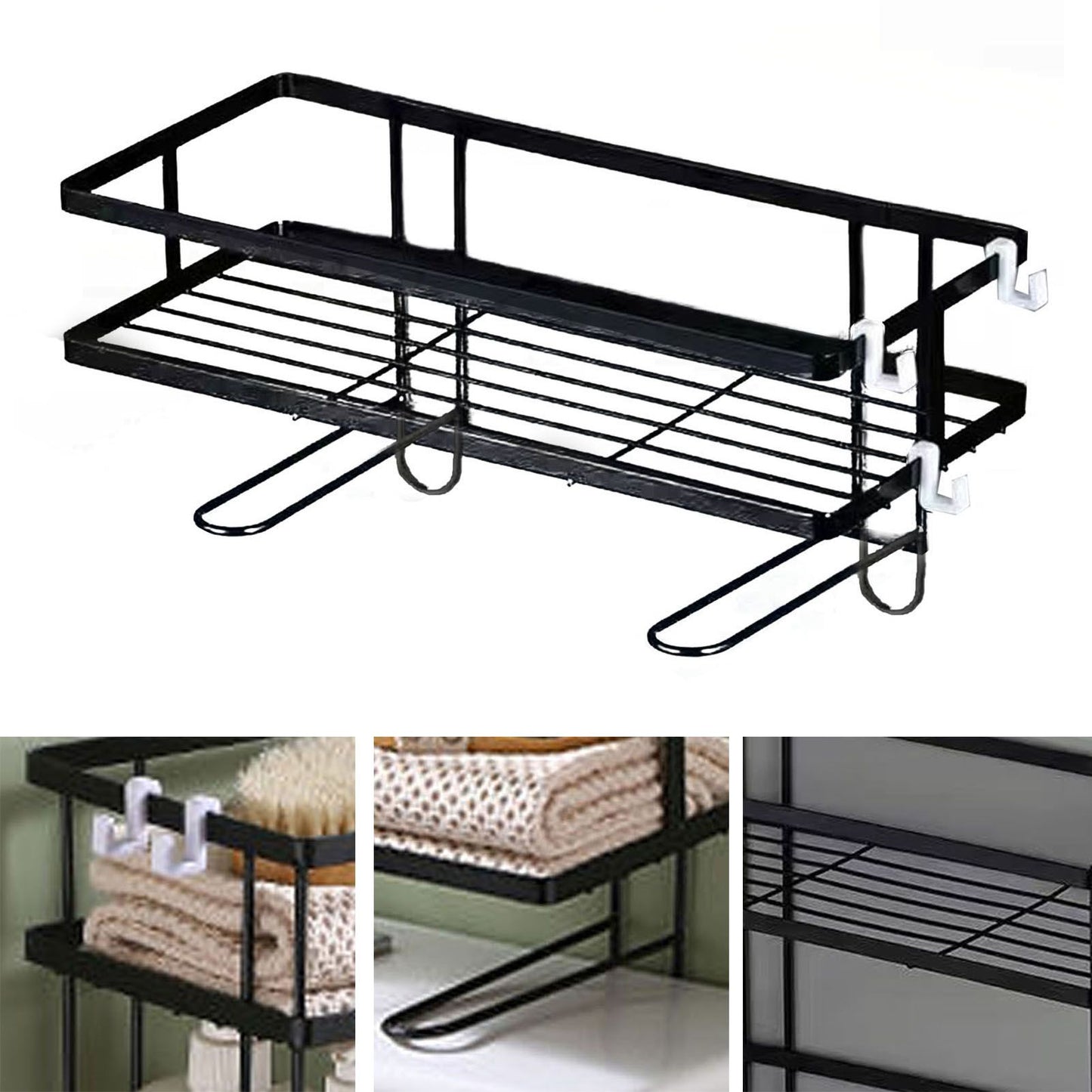 Toilet Shelf Thickening Waterproof Large Capacity Nail Free Installation Iron Over Toilet Bathroom Organizer V1294-YM0512-3112220079012