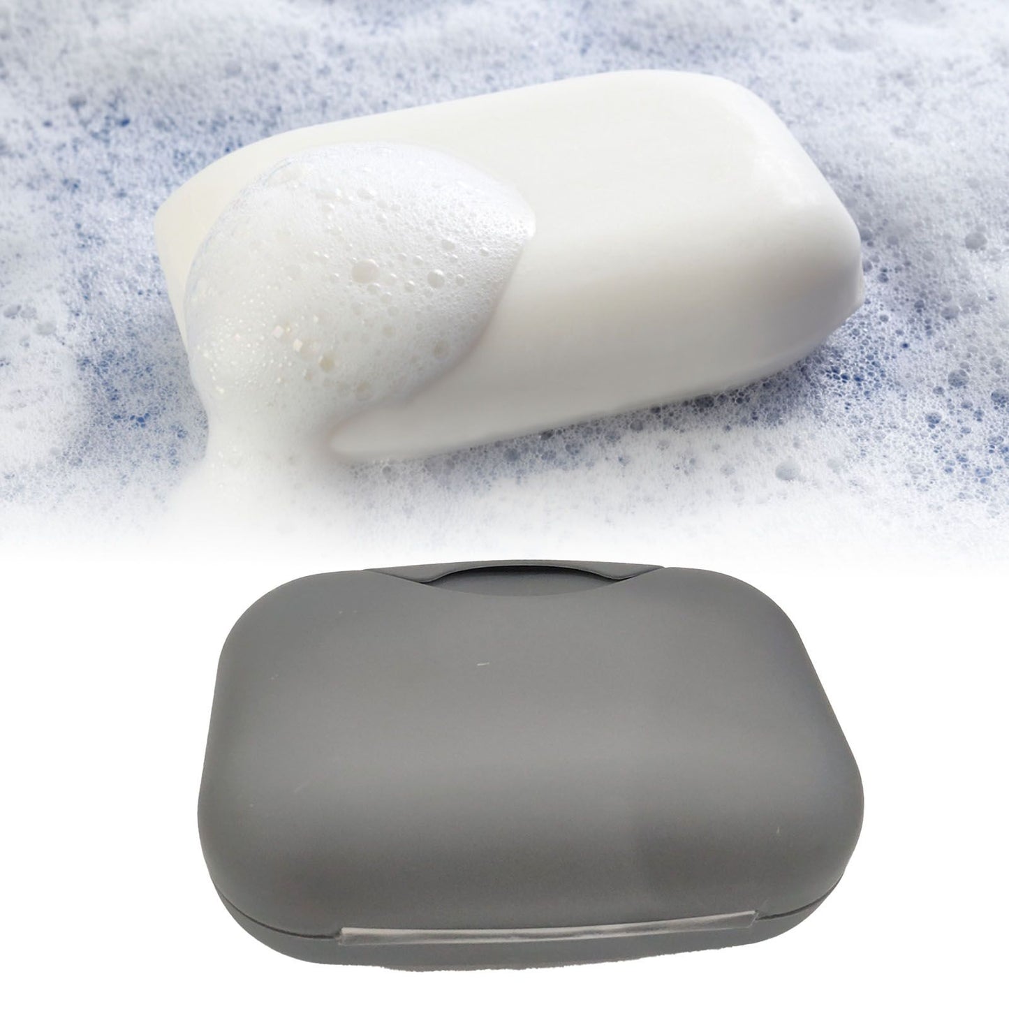Soap Container Waterproof Washable Grey Portable Soap Case with Lock for Home Ourdoor Travelling V1294-YM0512-3112220081311