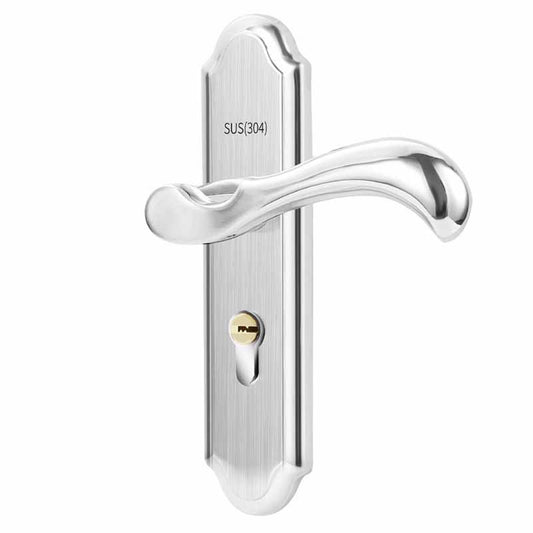 Keyed Entry Door Lock Silent Double Latch Irregular Stainless Steel Door Handle Lock for Bedroom Hotel Balcony V1294-YM0512-3114220093411