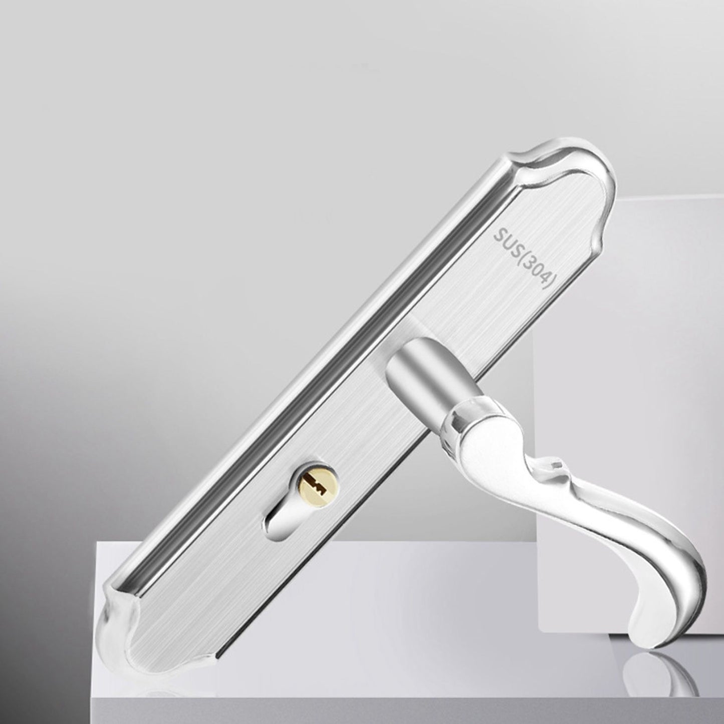 Stainless Steel Handle Door Lock Mechanical Magnetic Security Entry Lever Lock for Bedroom Hotel Balcony V1294-YM0512-3114220093511