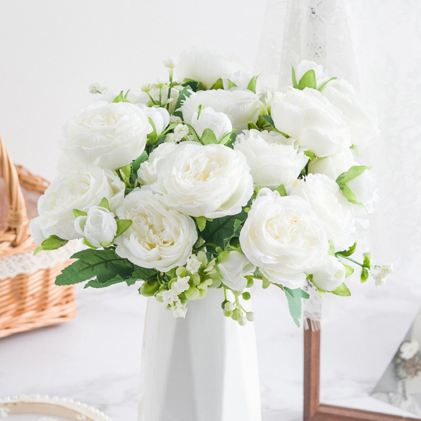2 Bunches Artificial Peonies Romantic Vivid 6cm Diameter Attractive Decorative Light Weight Faux Peonies V1294-YM0512-3115220117511