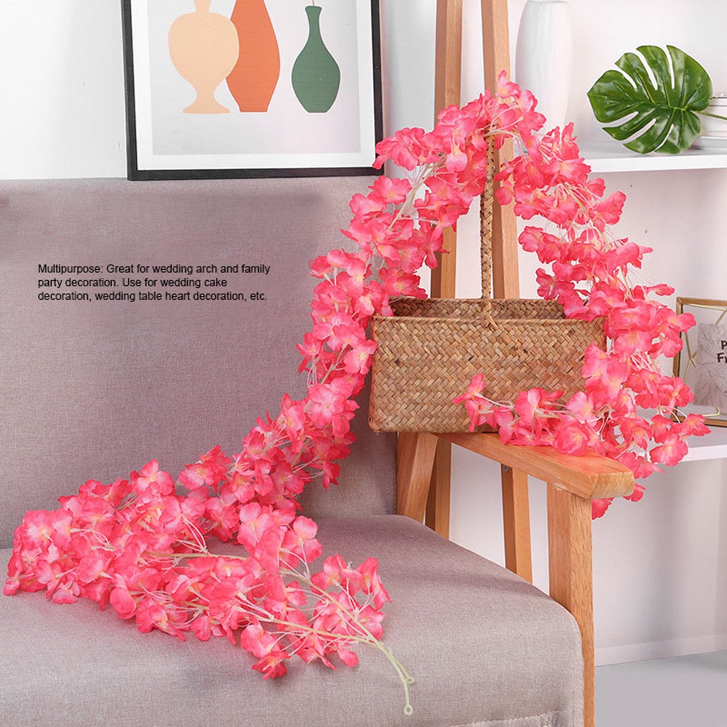 1.8m 256 Simulated Artificial Sakura Flower Garland Hanging Vines for Spring Home Room Wedding Party Decor V1294-YM0512-3115220117712