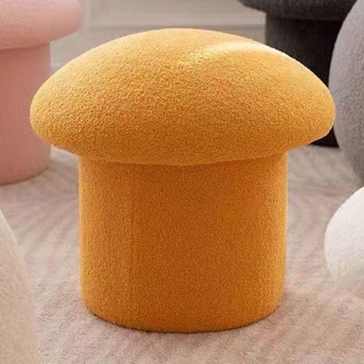 Sofa Bench Simple Modern Elastic Comfortable Soft Round Pine Wooden Foot Stool for Home Decoration Yellow V1294-YM0512-3116220012412