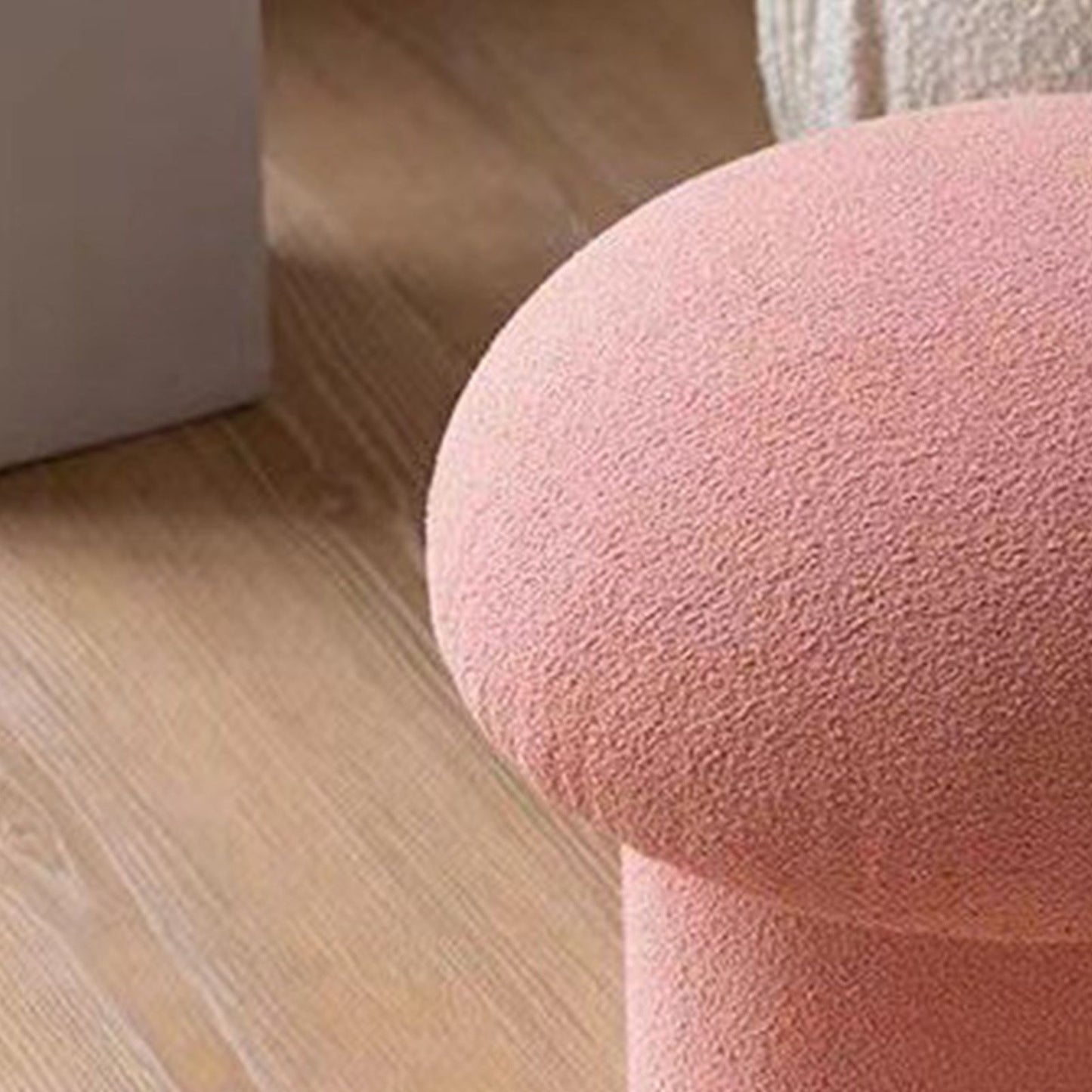 Sofa Bench Simple Modern Elastic Comfortable Soft Round Pine Wooden Foot Stool for Home Decoration Pink V1294-YM0512-3116220012413