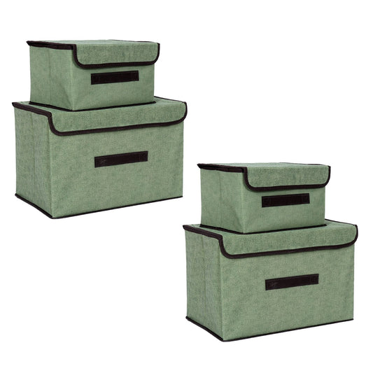 4 Pcs Non Woven Storage Box Case Dustproof Collapsible Two Large and Two Small for Household Home Light Green V1294-YM0512-3117220250911