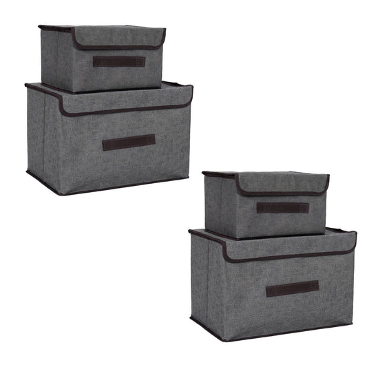 4 Pcs Non Woven Storage Box Case Dustproof Collapsible Two Large and Two Small for Household Home Grey V1294-YM0512-3117220250913
