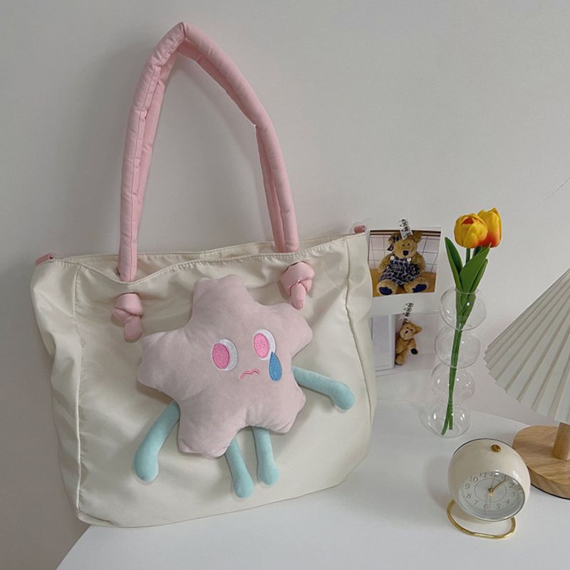 Tote Bag Nylon Large Capacity Removable Cute Star Doll Messenger Bag for PC Book Lipstick V1294-YM0512-3117220255511
