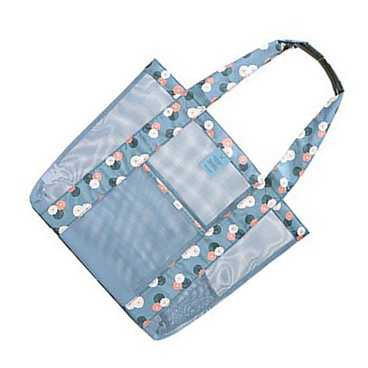 Beach Tote Waterproof Large Capacity Casual Oxford Cloth Women Mesh Handbag for Shopping Swimming Blue Flower V1294-YM0512-3117220263211