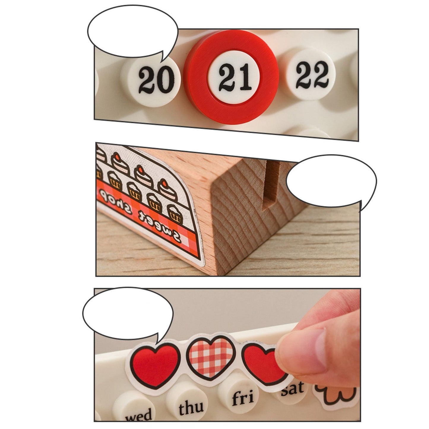 Wooden Kids Calendar DIY Hand Operated Develop Planning Skills Perpetual Calendar for Home White V1294-YM0512-3117220266411