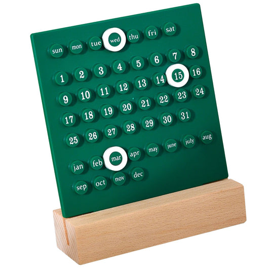 Wooden Kids Calendar DIY Hand Operated Develop Planning Skills Perpetual Calendar for Home Green V1294-YM0512-3117220266413