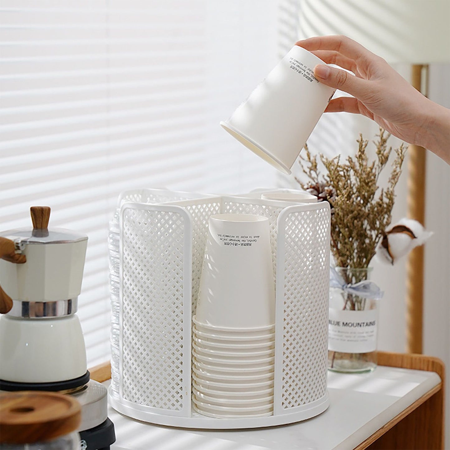 Disposable Cup Storage Organizer 4 Compartment 360 Degree Rotating Coffee Cup Dispenser for Coffee Shops V1294-YM0512-3117220267111
