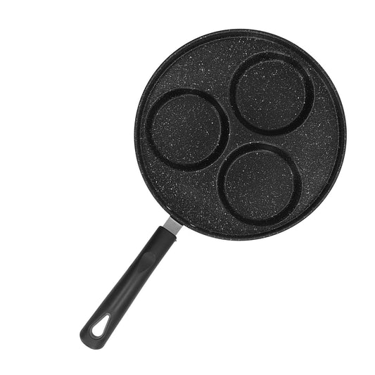 3 Cups Egg Hamburger Pan Metal Iron Heating Evenly Egg Cooker Pan with Comfortable Handle for Omelettes V1294-YM0512-3118220271211