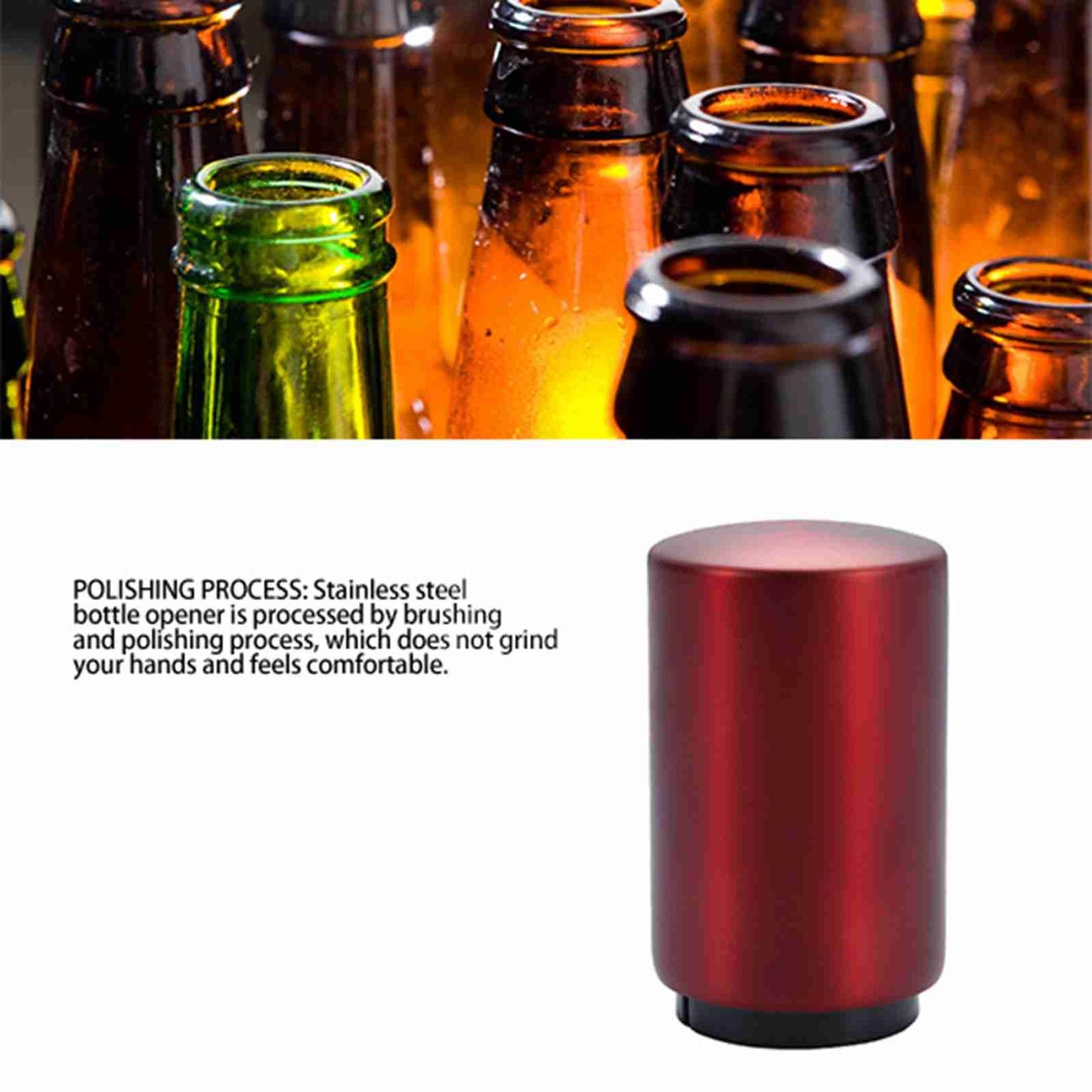 Automatic Bottle Opener Magnetic Stainless Steel Push Down Bottle Lid Opening Tool for Beer Glass Beverage V1294-YM0512-3118220287513