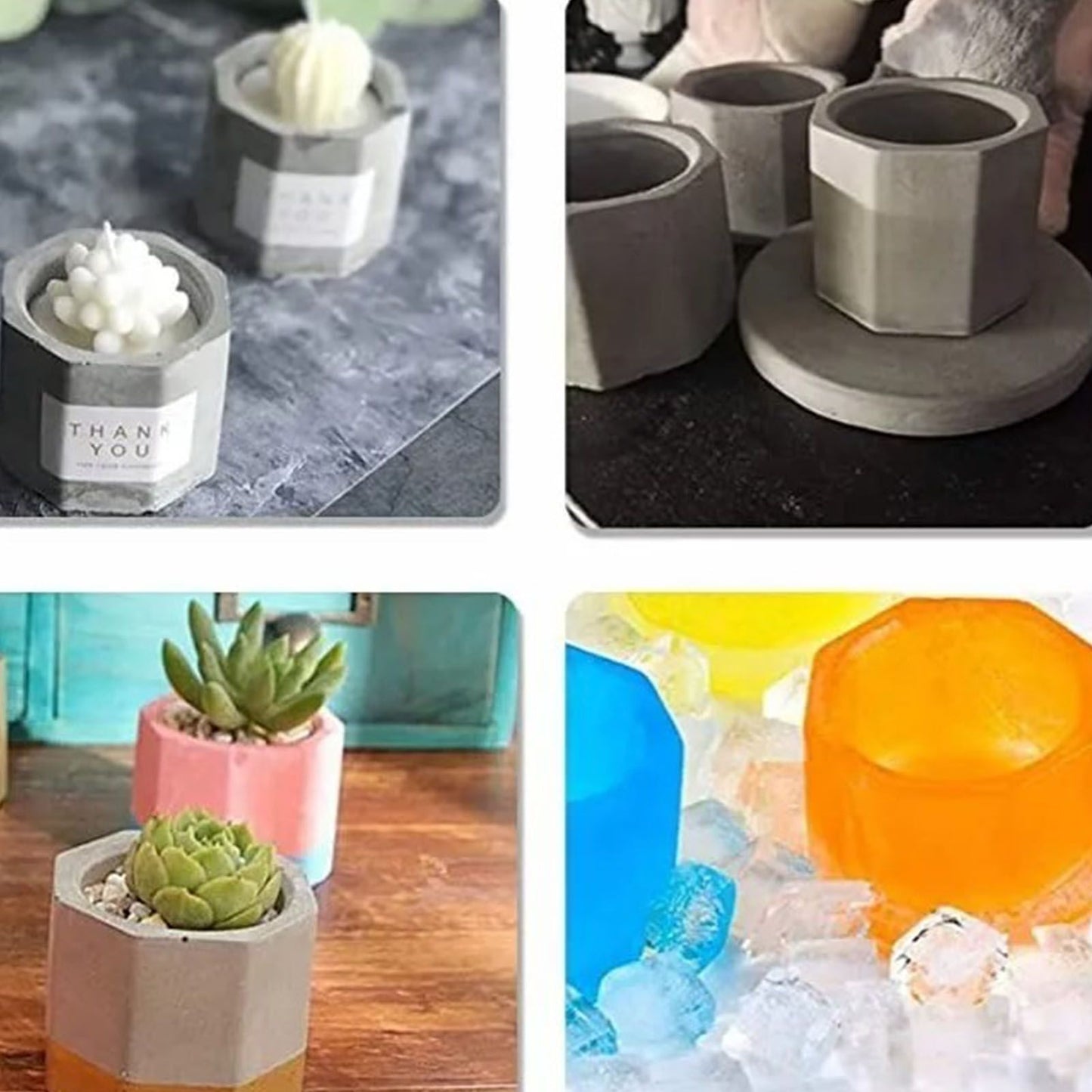 3 Pcs Silicone Planter Mold For Making Concrete Flower Pots DIY Succulent Plants Blue Pink Purple V1294-YM0512-3118220287611