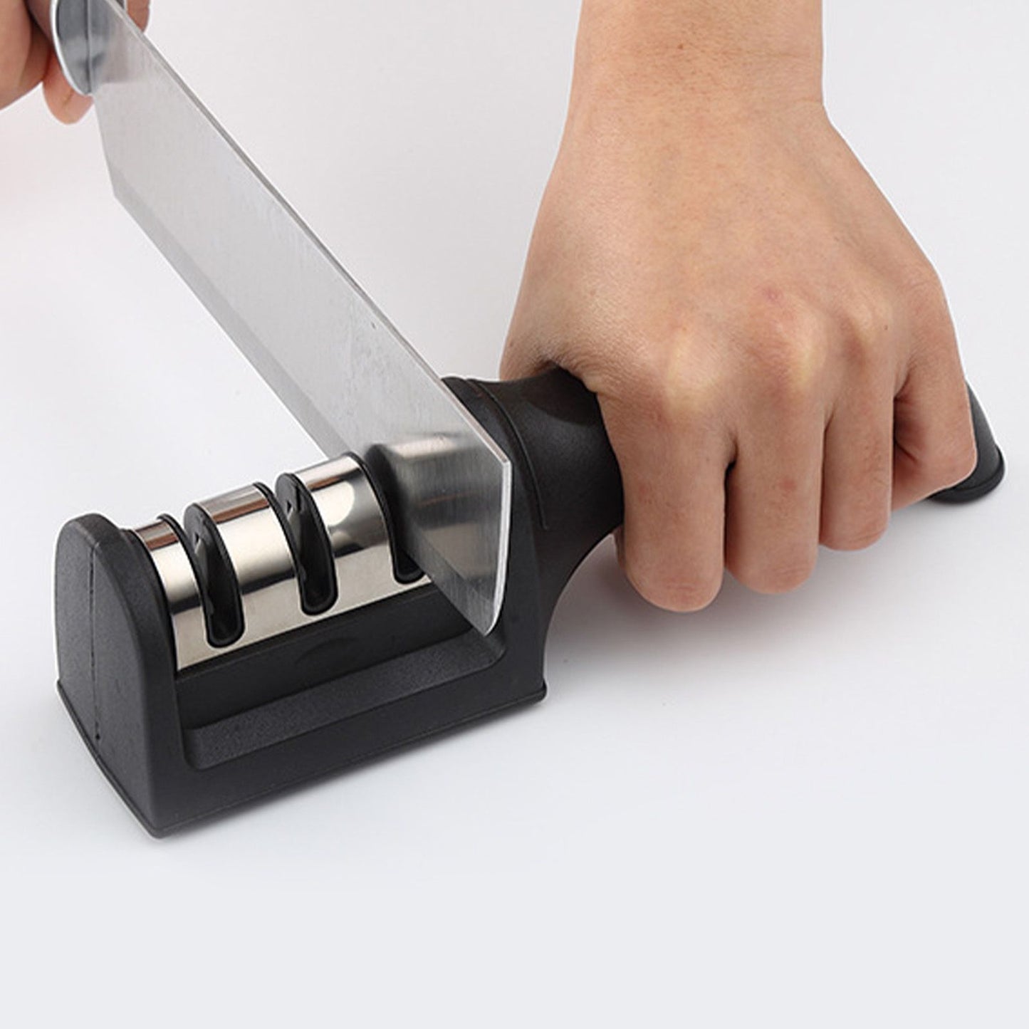Knife Sharpener 3 Slot Kitchen Knives Sharpen Blade Sharpening Tool for Home Kitchen Black V1294-YM0512-3118220296012