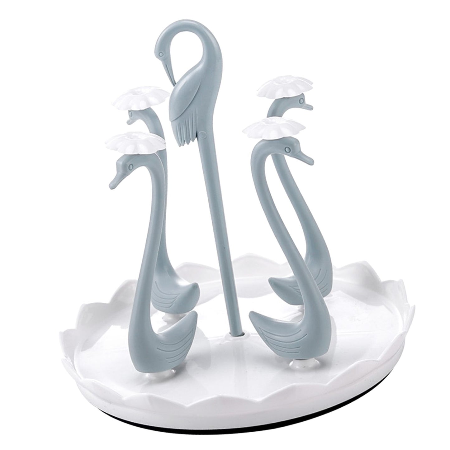 Swan Cup Holder with Rotating Drip Tray Plastic Rotatable Drinking Cup Drainer Stand Rack for Home Kitchen V1294-YM0512-3118220299412